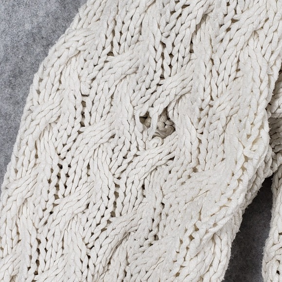 Liz Claiborne Womens Sweater Petite Large Ivory Cable Knit Polo V-Neck Good - Picture 10 of 10